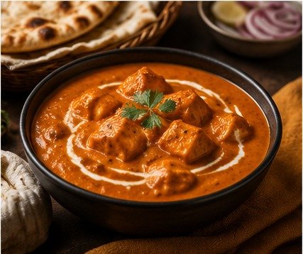 Paneer Butter Masala with Butter Naan at Hotel Graama